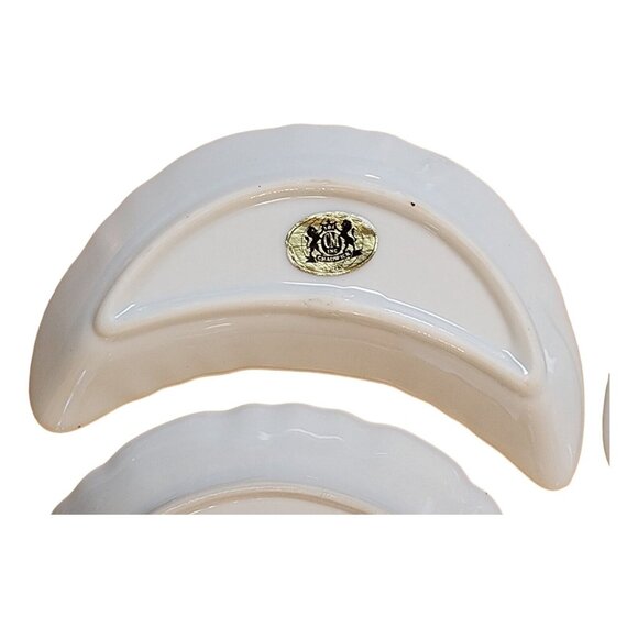 SET of 6 CMI CHADWICK Vintage 1/2 MOON CRESCENT DISHES Maple Leaf Flowers JAPAN - Picture 16 of 16